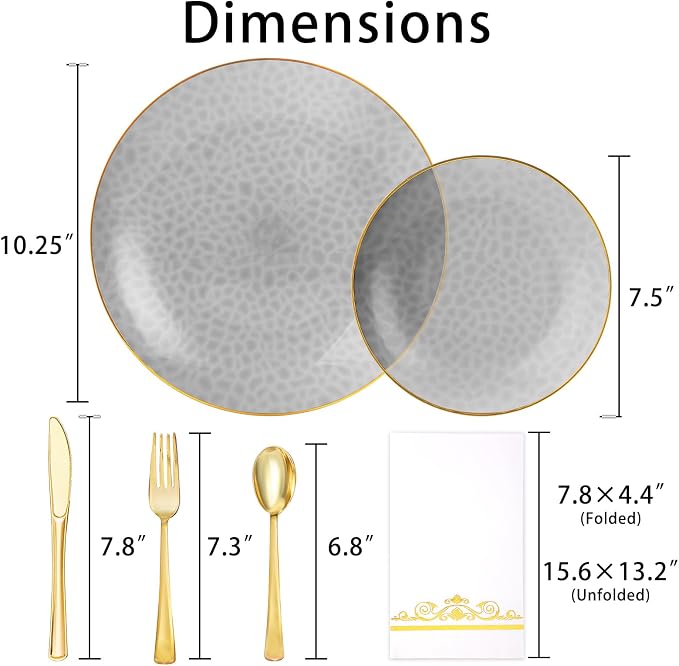 150 Pcs Black Plastic Dinnerware Set, Disposable Plates - Image 5