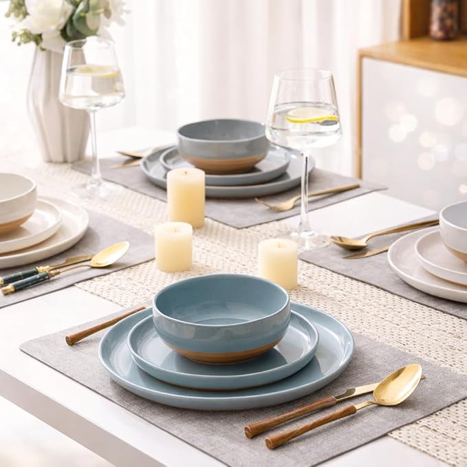 AmorArc Dinnerware Sets for 8, 24 Pieces Ceramic Plates and Bowls Set | Scratch - Image 8