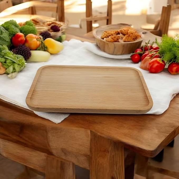 2 Pack Solid Wood Serving Platters and Trays of Natural - Image 6