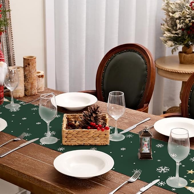 Christmas Table Runner 13x90 Inch, Xmas Trees Snowflakes Holiday Decorative - Image 8