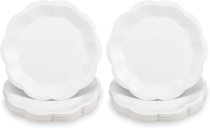 NatNarr 30pcs Scalloped Plates, 7 Inch Disposable White Paper Plates Cute Paper by NatNarr
