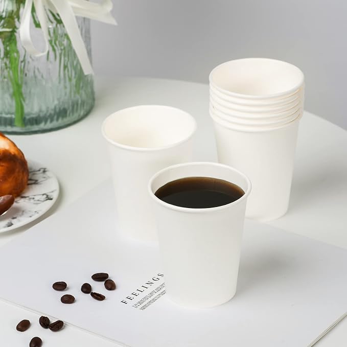 RACETOP 8 oz Disposable Paper Coffee Cups, 300 Pack | Leak-proof Paper - Image 2