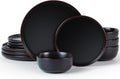 Famiware Mercury 12-Piece Stoneware Dinnerware Set, Matte Black | Plates and by Famiware