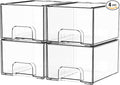 4 Pack Clear Stackable Storage Drawers, 4.4'' Tall Acrylic Drawer Containers by Yieach