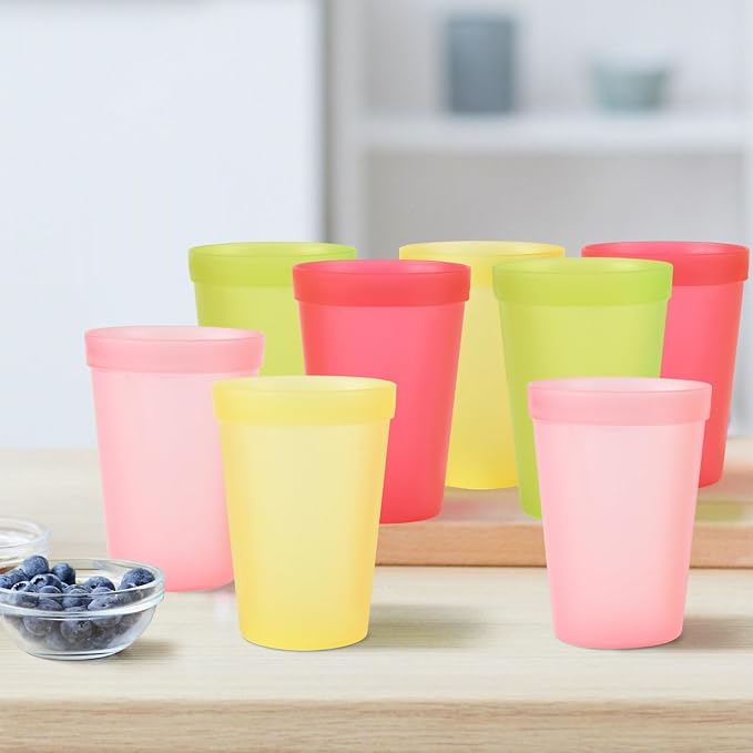 Blwan 8-Pack Small 8.5oz Plastic Cups, BPA-Free Reusable Juice Cups, Microwave - Image 9