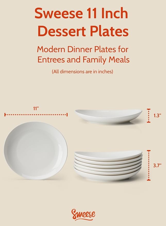 Sweese Porcelain 11 Inch Dinner Plates Set of 6 - Image 2