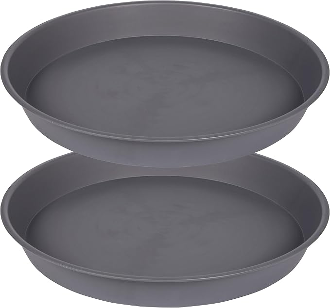2 Pack of 14 inch Plant Saucer, Heavy Duty Round Plastic Plant Water Tray by Bleuhome