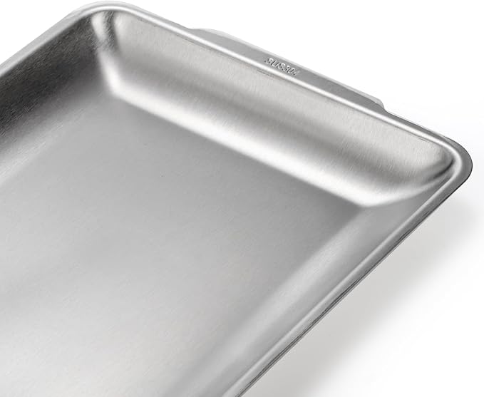 3 Packs 304 Stainless Steel Serving Platters, Rectangle Metal Dinner Plates - Image 4