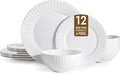 12Pc Rhombus Edge White Bone China Set, Service by KINGSTONE