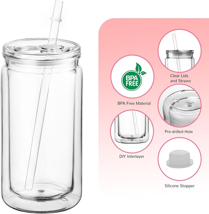 12 Pack 16 oz Acrylic Snow Globe Tumbler Cups, Double Wall Plastic, Pre-Drilled - Image 4