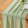 Sage Green Chiffon Table Runner Summer Boho Wedding Birthday Party Decor | 14ft by Socomi