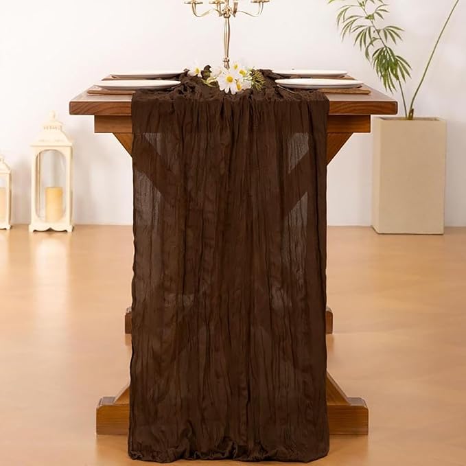 12Pack Brown Cheesecloth Table Runner 20x120 inch Gauze Table Runner | Brown - Image 2