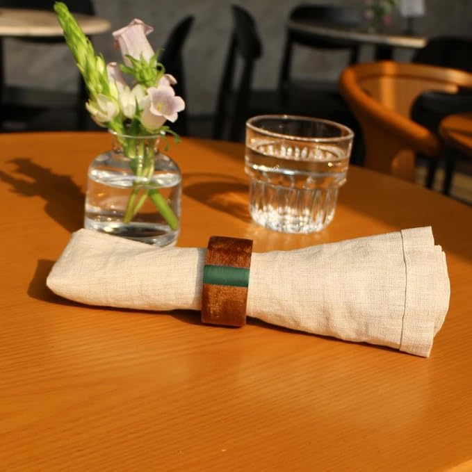 Wooden Napkin Rings Set of 8 for Dinning Table Decor - Image 2