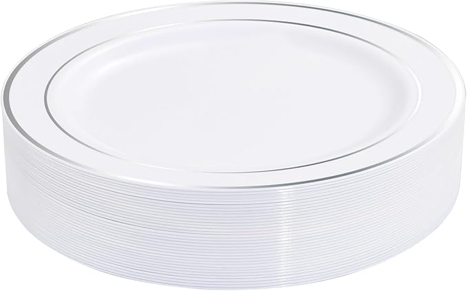 bUCLA 30PCS Silver Plastic Dinner Plates by BUCLA