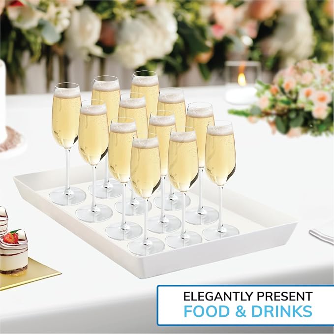 US Acrylic White Plastic Serving Trays 15” x 10” | Large Unbreakable Reusable - Image 5