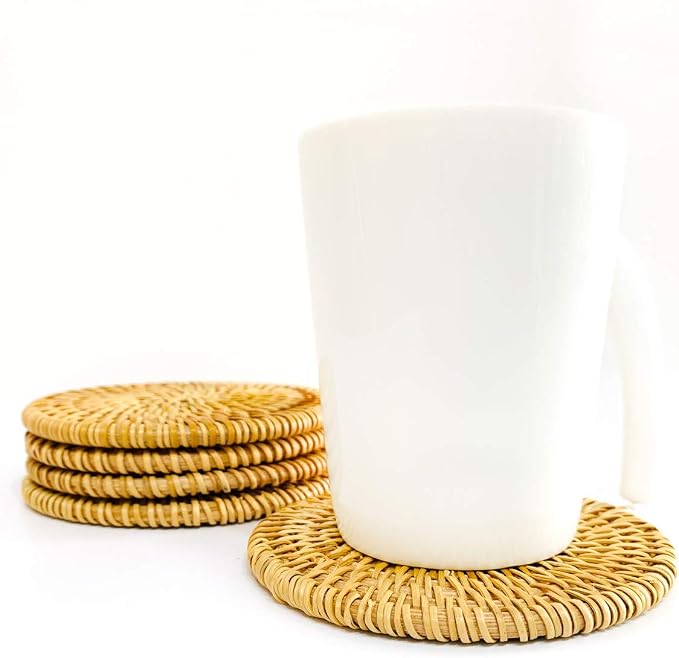 Set of 4 Rattan Braided Coasters - Image 7