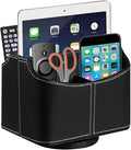 PU Leather Remote Control Holder, 360 Degree Spinning Desk TV Remote Caddy by Arniche