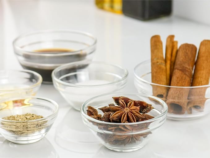 HillSpring 3 Sizes of Glass Prep Bowl Sets, Spices and Chopped Ingredients - Image 3