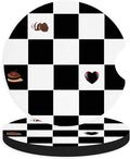 2pcs Black and White Checkerboard Car Coasters, Absorbent Universal neoprener by Unknown