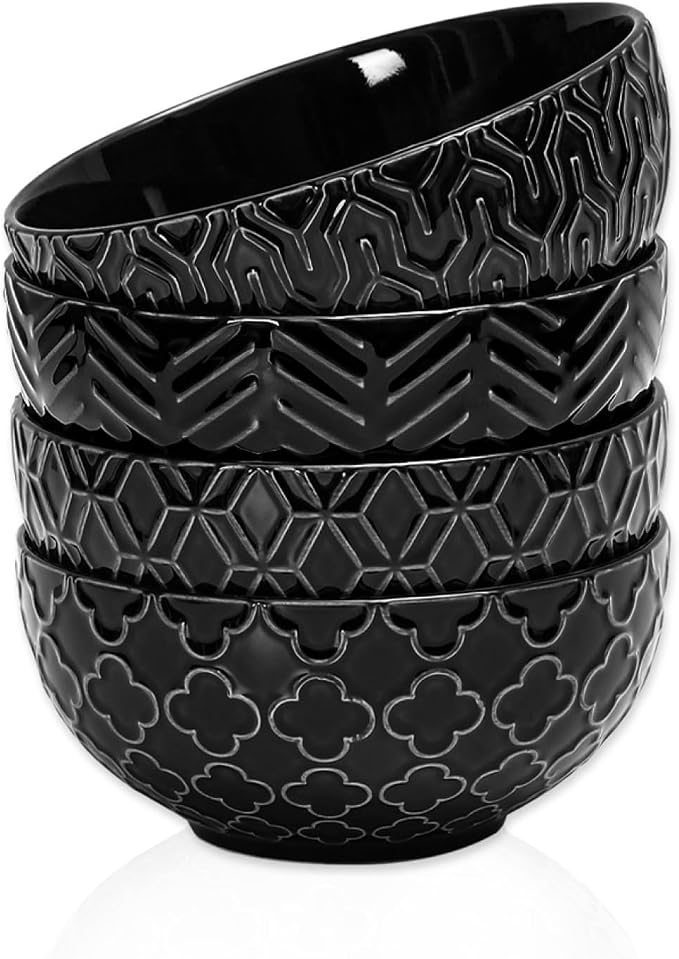 Sureasy 25oz Ceramic Cereal Bowls Set of 4, 5.9 Inch Deep Soup Bowls by Sureasy