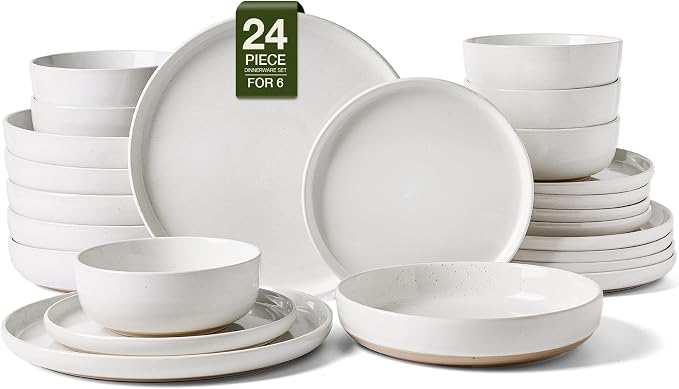 Famiware Milkyway 24-Piece Stoneware Plates and Bowls, Dishes Set by Famiware
