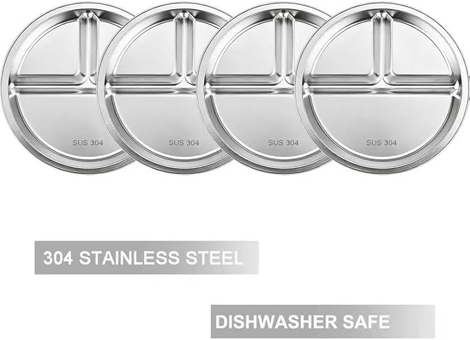 PandaEar 4 Pack Stainless Steel Divided Plates - Image 5