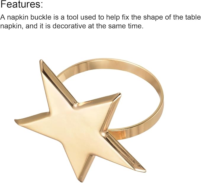 uxcell Metal Napkin Rings Set of 4, Star Napkin Ring Holder Buckle - Image 4