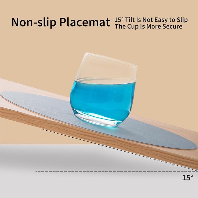 Myir JUN 15 Inches Round Placemats Set of 6 Faux Leather Place Mats | - Image 5