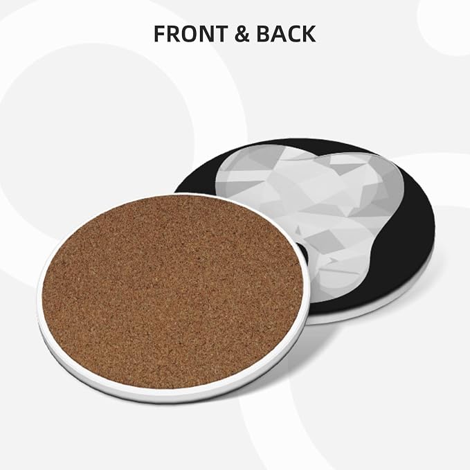 Tooth Dental Dentist Black Coasters Set of 4, Absorbent Ceramic Drink Coasters - Image 2