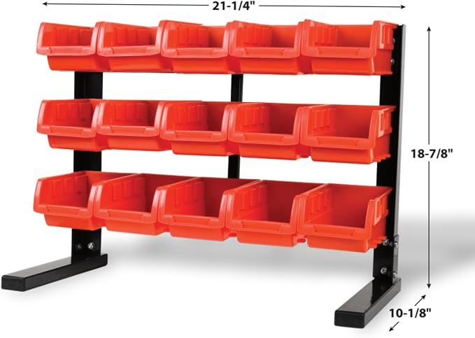 Performance Tool W5186 15-Bin Table Top Storage Organizer Rack | Powder-coated - Image 3