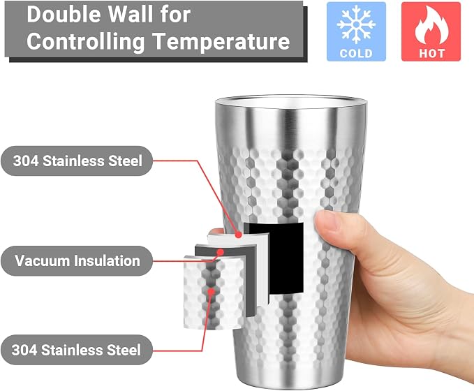Metal Cup, 19 oz Insulated Tumbler, 8 Pack Double Wall Unbreakable Stackable - Image 3