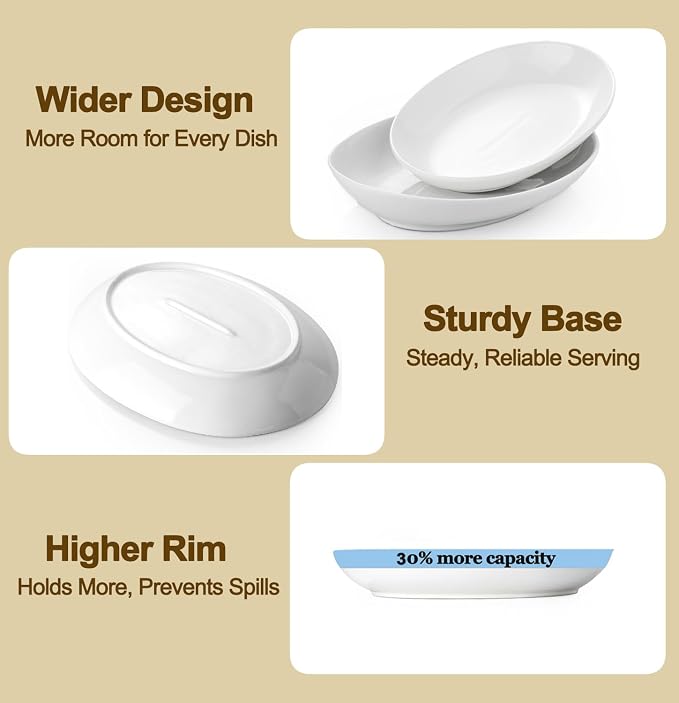Oval Serving Platters Set of 2, Large Wide Ceramic Serving Dishes - Image 7