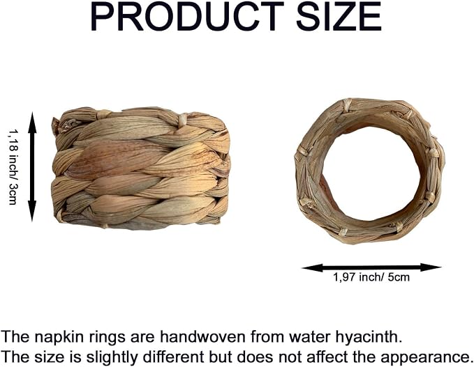 Set 24 Water Hyacinth Napkin Rings, Handwoven by Laquedecraft | Handwoven 100% - Image 2