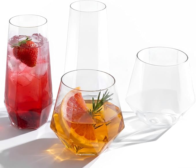BESTSTAR 48 Pack Clear Plastic Wine Glasses Set BPA-Free Shatterproof | 24 9 OZ by BESTSTAR