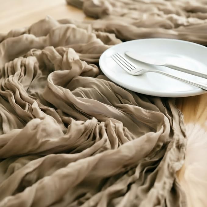 Nude Cheesecloth Table Runner 120 Inches 10 Ft Gauze Table Runner | Summer Boho - Image 4