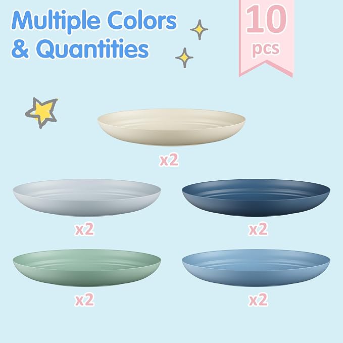 Quatish 10 PCS Unbreakable Reusable Plastic Plates, 8 inch Dishwasher & - Image 3