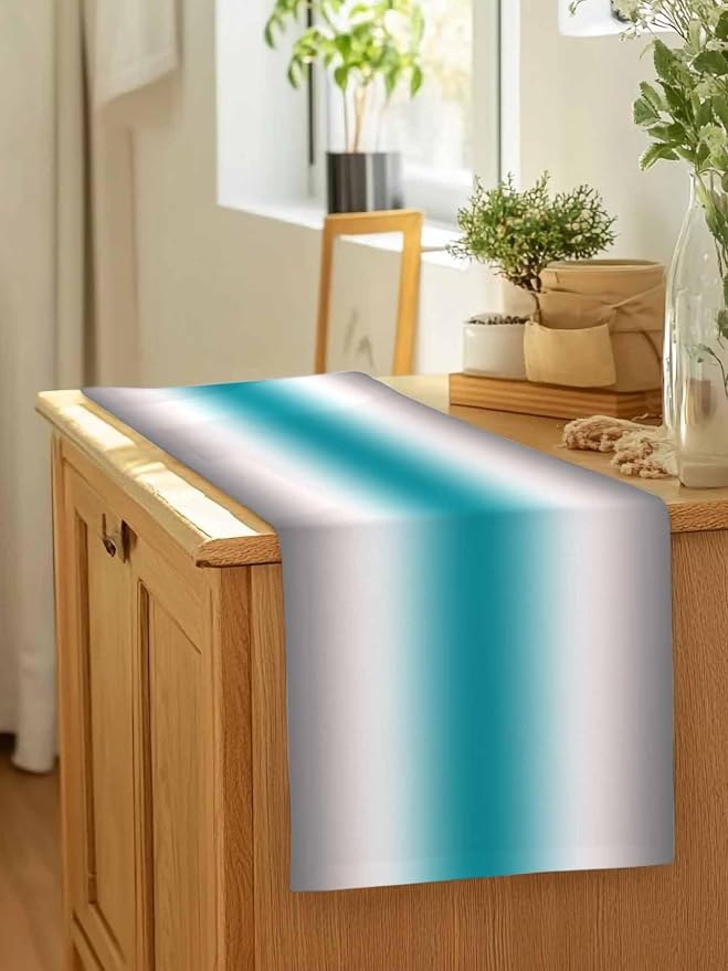 Turquoise Gray Ombre Table Runners 72 Inches Long, Farmhouse Teal Gradient - Image 7