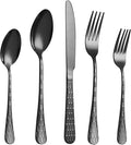 20 Pcs Black Silverware Set for 4, Food Grade Stainless Steel Flatware Set by Lazycorner