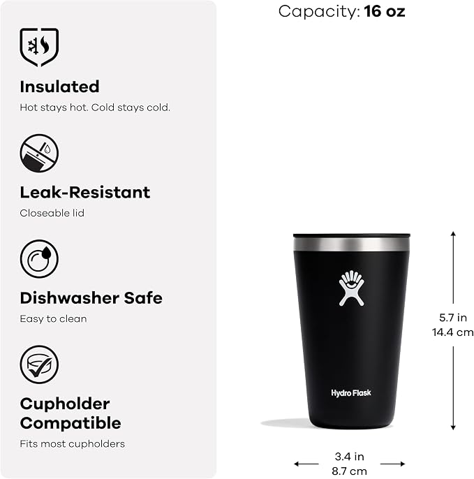Hydro Flask All Around Tumbler Press-In Lid, Insulated Travel Mug, Stainless - Image 6