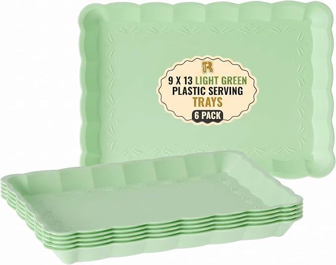 6 Pack Light Green Plastic Serving Trays by R-KAY