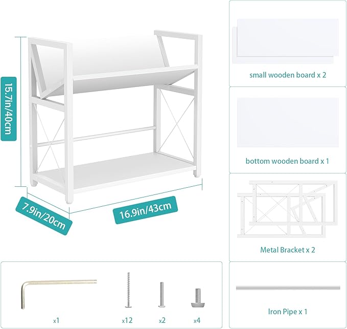 ELITEROO Desktop Bookshelf Organizer, 2 Tier Wood Desk Shelf - Image 3
