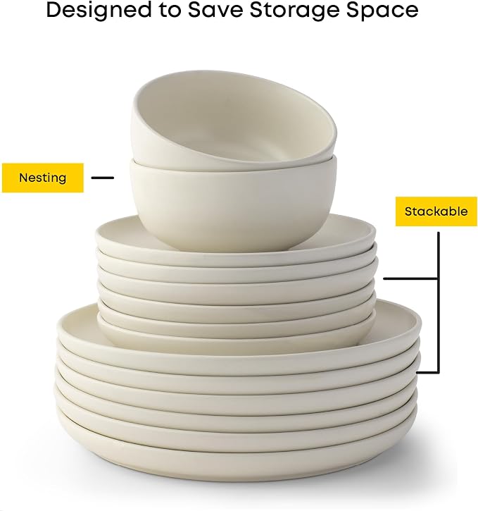 JoyJolt Mesa Stoneware Dinner Plates Set of 6, 10.5” Dish Set, Dishwasher and - Image 2