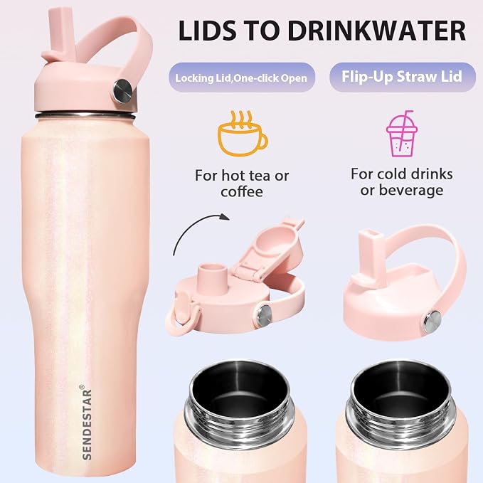 SENDESTAR 32oz Stainless Steel Water Bottle, Double Wall Vacuum Insulated Bottle - Image 5