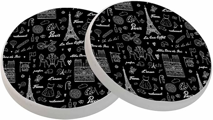 oFloral Eiffel Tower Coasters for Drinks France Paris Romance Art Modern Cups by oFloral