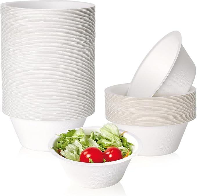150 Pack 8 oz Compostable Paper Bowls Disposable, Suitable by ECOLipak