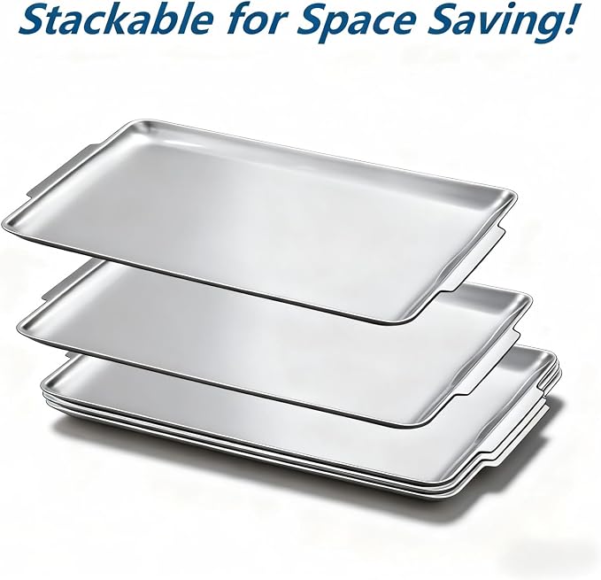 16.3" x 11" Large Serving Platters Set of 2, Stainless Steel Heavy-Duty Large - Image 9