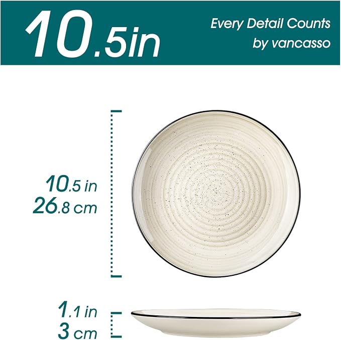 vancasso Bonbon Dinner Plates Set of 6, 10.5 Inch Ceramic Dinner Pasta Plates - Image 2