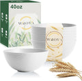 White Wheat Straw Bowls for Cereal and Salad, Alternative Plastic Bowls Set of 6 by WROVA