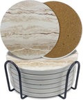 Ceramic Coasters Set of 6, Marble-Textured Design by YINBAOGE