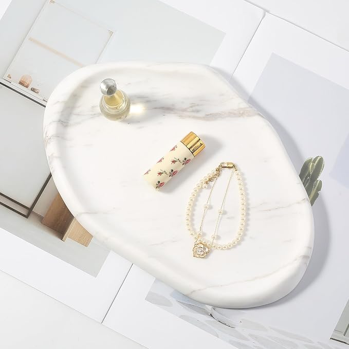 Luxurious Natural White Marble Vanity Tray, Cloud Shape Serving Stone Key Tray - Image 7